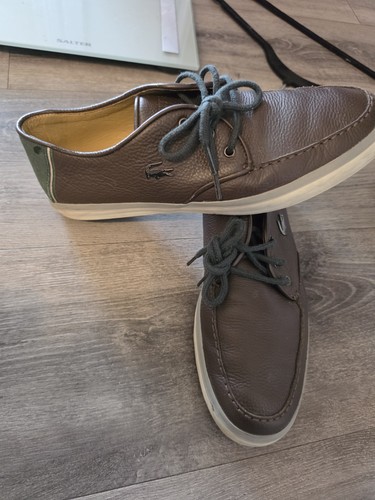 Men lacoste brown leather boat - leather,