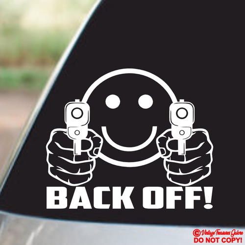 Smiley face pointing guns back - pointing,