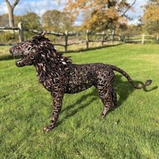 LARGE  LION Sculpture  handcrafted filigree bronze coloured metalwork.