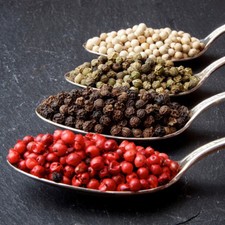 Peppercorns Whole Four Types, Premium Grade, Green, Pink, White, Black, Free P&P