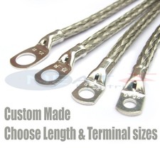Car Engine Gearbox Battery Earth Lead Strap 9 to 30 Inch Choose Terminal sizes