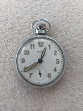 TIMEX VINTAGE POCKET WATCH. LUMINOUS HAND  SUB DIAL. MANUAL WIND WORKS*RELISTED*