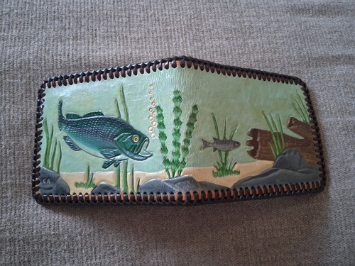 Vtg leather hand tooled - leather,