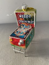 Pinball Wizard Machine Glass Christmas Glitter Hanging Decoration Gaming