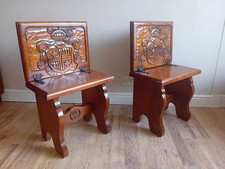 Pair Of   Mid-Century  French/Spanish Carved Oak Metamorphic Seats/Tables