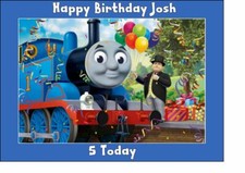 THOMAS THE TANK ENGINE NOVELTY EDIBLE BIRTHDAY CAKE TOPPER A4 SIZE (10"X7.5")