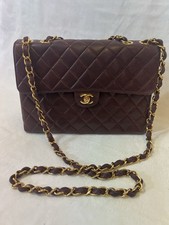 CHANEL Burgundy Leather Jumbo Flap Bag Vintage Circa Approx 1996 Classic