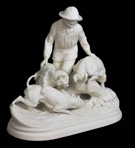 Parian ware figure - group,