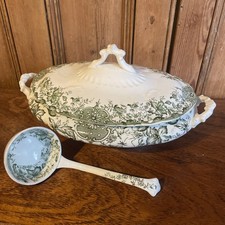 Antique White & Green Soup/veg