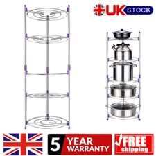 5-Tires KITCHEN PAN STAND SAUCEPAN POT FRYING PAN RACK HOLDER CHROME Silver