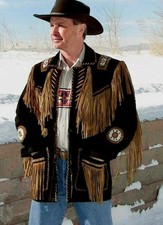 Mens suede Leather coat Native