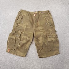 Superdry Mens Shorts Medium Green Camo Cargo Utility Pocket Military Combat Army