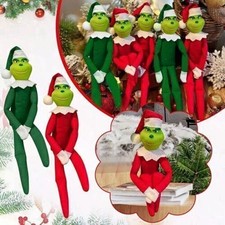 Grinch On Shelf Plush Doll Toy Elf Ornaments Christmas Tree Pendant Xmas Decor~