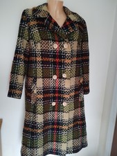 Vintage Bickler Check Tweed Coat Size 12-14