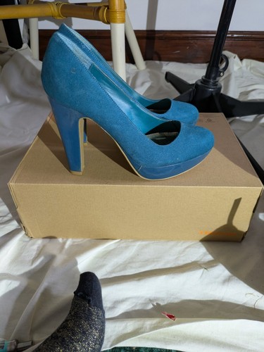 Teal slip platform sole - slip, on