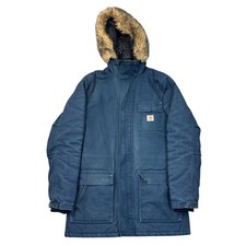 Carhartt Siberian Parka Jacket Coat Thinsulate Hooded Blue Mens Small