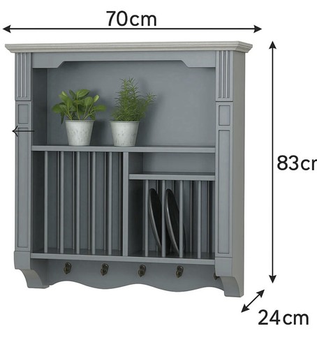 Grey wall mounted plate rack - grey,