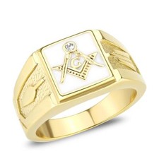 Mens Masonic Ring White Onyx