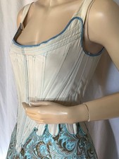Victorian cotton Corset costume Top boned Lined lace-up back Canvas ren fair S