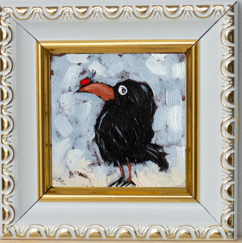 Tiny funny raven - tiny, bird