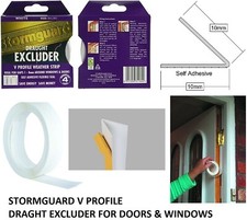 Stormguard 5m Self Adhesive V Seal Tape Draught Excluder Door Window Gap Filler