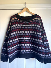 Vintage Hand Knitted Mohair Wool Blend Hairy Circles M