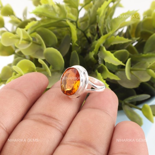November citrine gemstone - citrine, 925