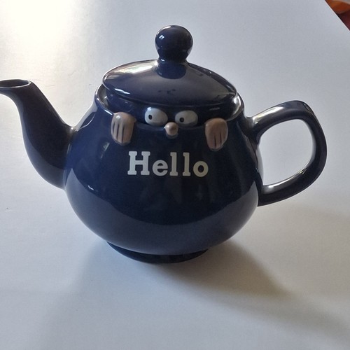 Hello novelty teapot blue - , in