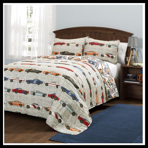 Kids race car quilt - quilt, set