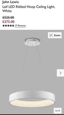 John Lewis Modern Ribbed Hoop Hanging Light Leif LED Light Ceiling Mount White