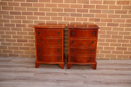 Pair yew bedside tables - of,