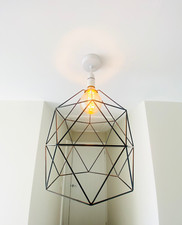 Black Geometric/Hexagonal Shaped Steel Cord Lampshade | Similar to IKEA Brunsta