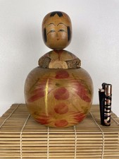 Vintage Japanese Traditional Ejiko Kokeshi 20cm Kinsugi Gold Fix 1970s
