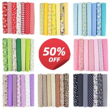 7Pc Mixed Cotton Fabric Material Joblot Value Bundle Scraps Offcuts Quilting UK/