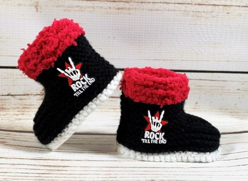 Baby hand knitted booties - hand,