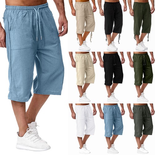 Mens cotton linen cargo shorts - cargo,