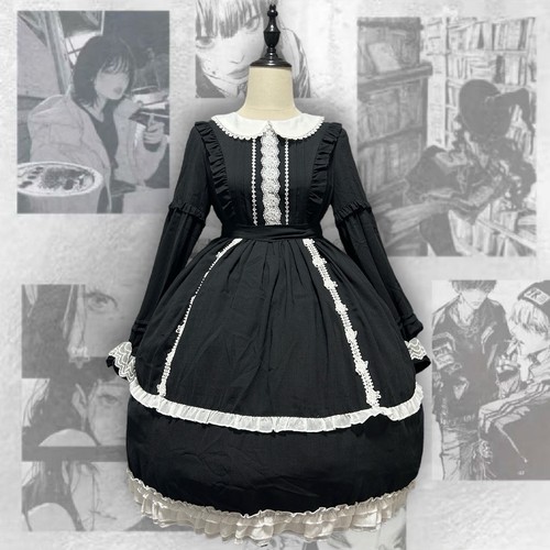 Gothic black maid lolita - black,