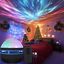 1Pc LED Northern Lights Projection Lamp,Aurora Borealis Effect,Remote Control,Us