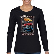 Ford Hot Rod Legends Women's Long Sleeve T-shirt Retro 1934 Coupe 1940 Flathead
