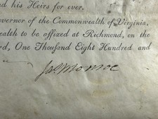 James Monroe 1802 Land Grant