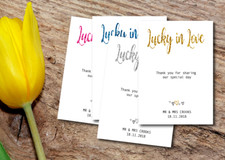 10X  Lucky in Love Personalised Scratchcard/Lottery Ticket Holders Wedding GL2d1