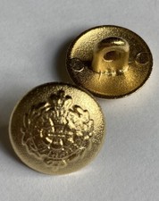 Real Metal Military Regiment Warm Gold Tone Shank Buttons 6pcs 24L (15mm)