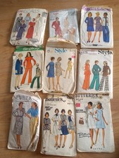 9 Vintage Sewing Patterns all Original from the Fab 1960s 70s 80s Cut and used