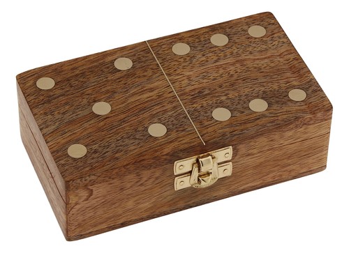 Domino game wooden box - domino, in