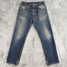 Vintage Levi’s 521 Slim Straight Jeans Men’s W33 L34 Made in UK Distressed Blue