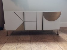 Swoon TV Stand White And Metal Gold L91cm H40cm D29cm