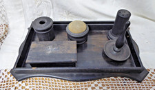 Antique Victorian Black Ebony Dressing Table Set Vanity Tray Pots Box 6 Piece