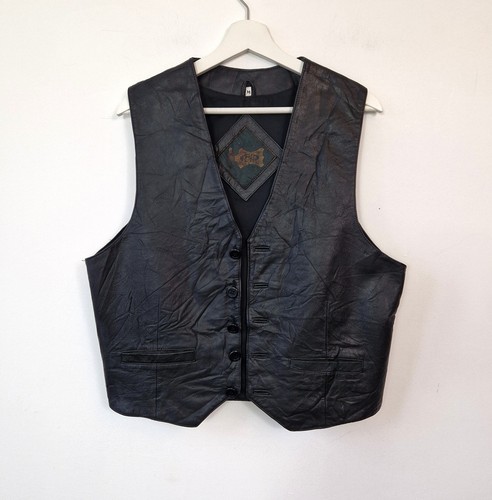 Genuine leather vest - genuine, black