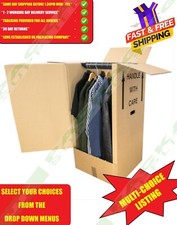 SMALL & LARGE DOUBLE WALL WARDROBE GARMENT BOXES + HANGING RAIL REMOVAL STORAGE