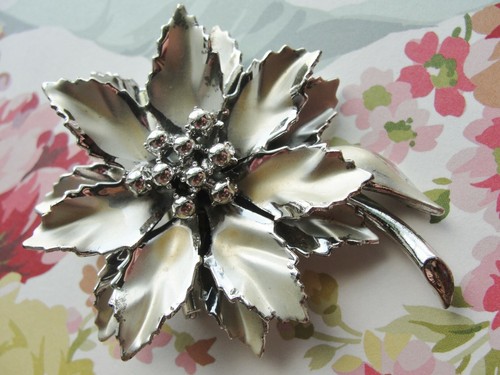 Vintage estate flower brooch - vintage,